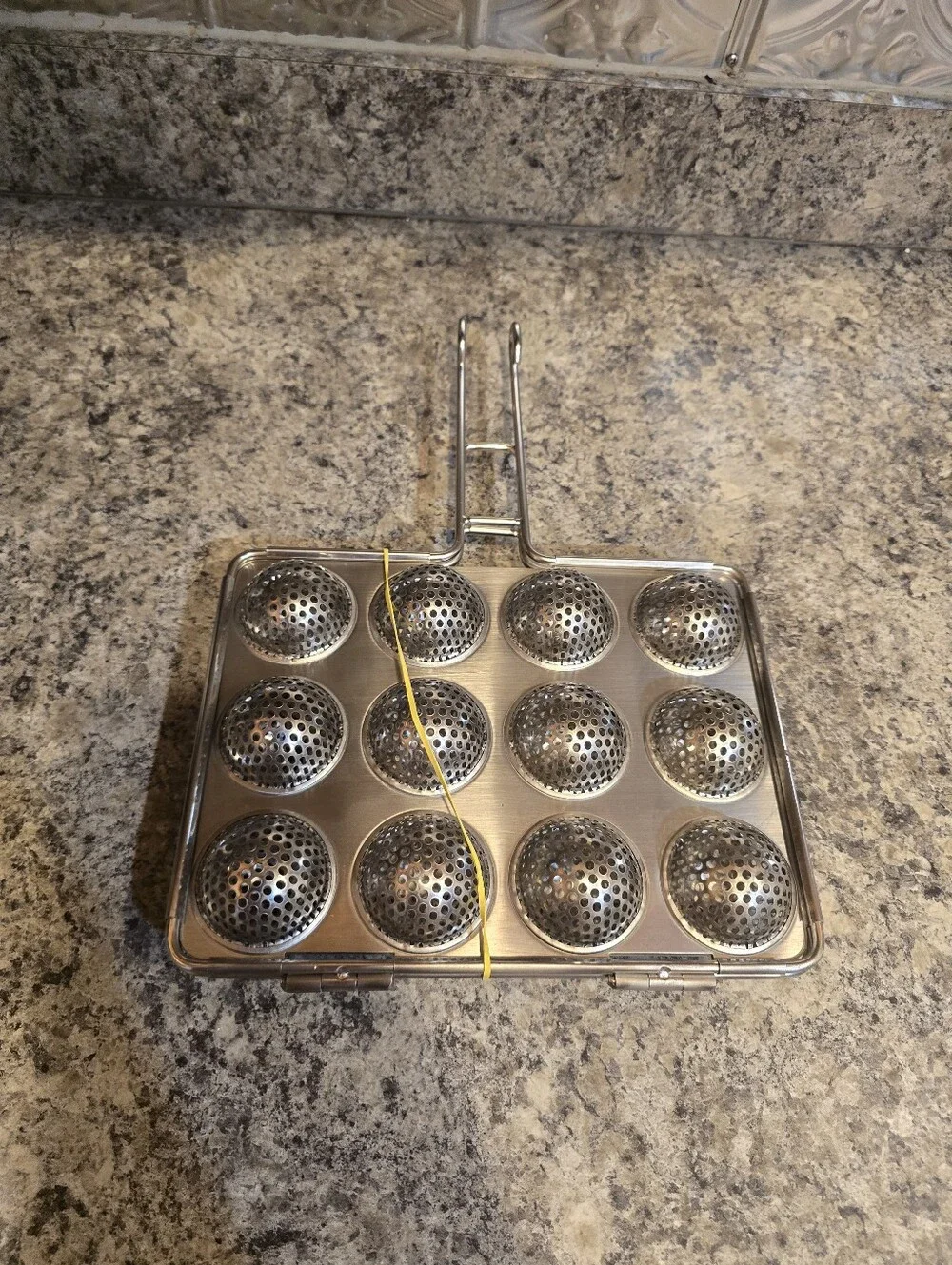 New Williams Sonoma Meatball Grill Silver Metal Basket Holds 12